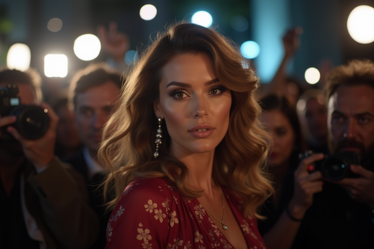 Célébrité glamour lors d