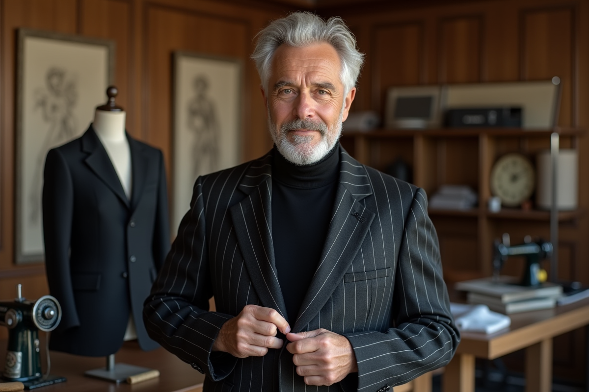Designer expérimenté ajustant un costume dans son atelier