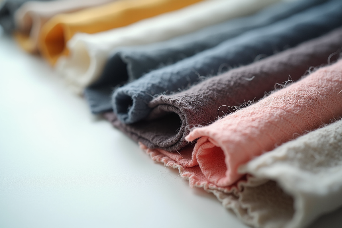 Échantillons de textiles en gros plan avec détails de tissages