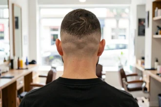 Homme de dos avec une coupe courte et des côtés dégradés