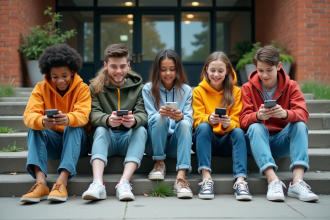 Groupe d'adolescents mode 2025 sur les marches